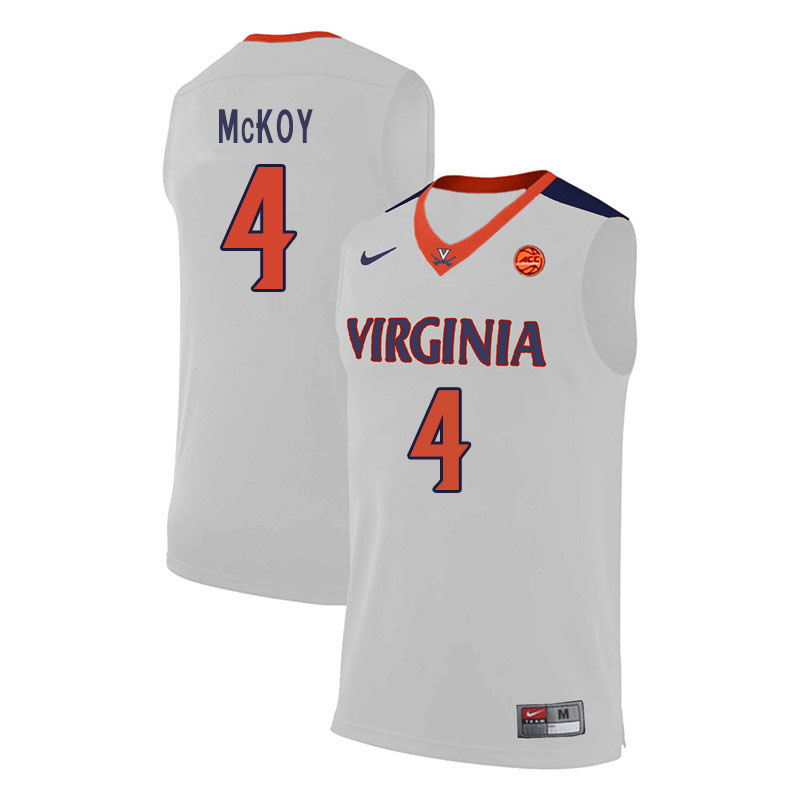 Men #4 Justin McKoy Virginia Cavaliers College Basketball Jerseys Sale-White - Click Image to Close